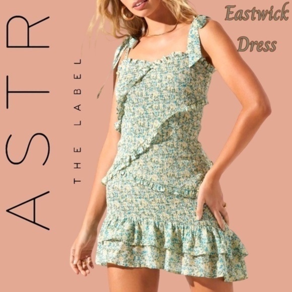 ASTR the LABEL Eastwick Floral Ruffle Asymmetrical Minidress - Picture 1 of 16